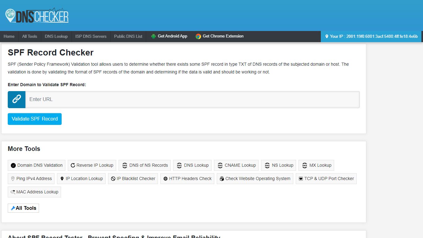 SPF Record Checker & SPF Lookup - DNS Checker